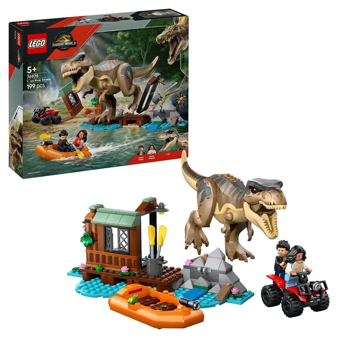 10_LEGO76975 LEGO JURASSIC WORLD RENASTEREA EVADARE PE RAU DIN CALEA UNUI T REX 76975 - imagine 1