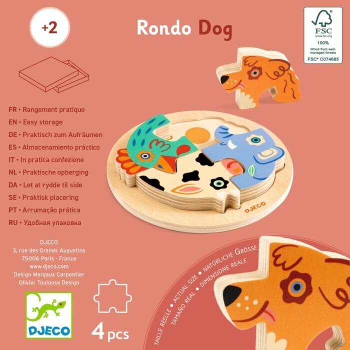 Puzzle din lemn Rondo Dog, Djeco - imagine 2