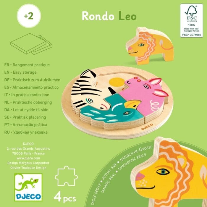 Puzzle din lemn Rondo Leo, Djeco - imagine 4