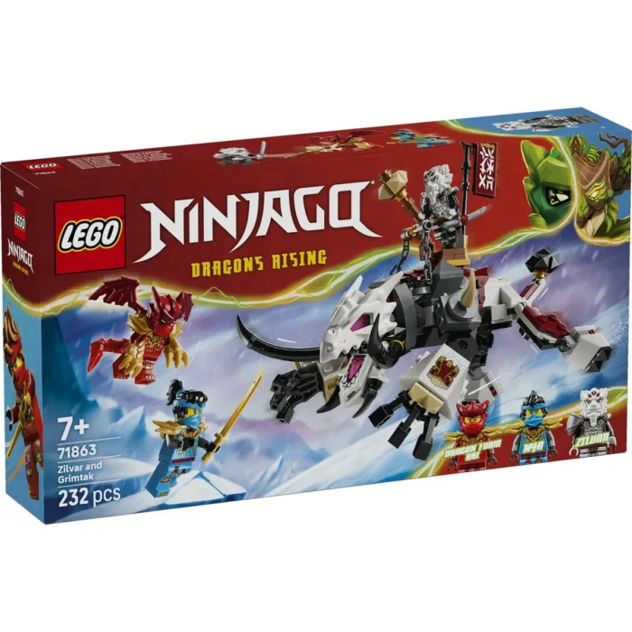 LEGO NINJAGO ZILVAR SI MONSTRUL DRAGON GRIMTAK 71863 - imagine 10