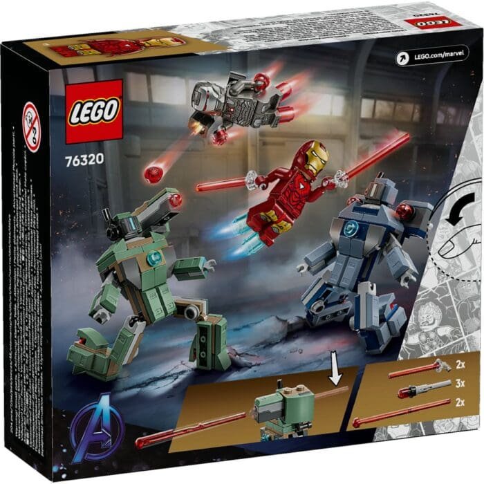 LEGO MARVEL IRON MAN SI WAR MACHINE VS DRONELE HAMMER 76320 - imagine 8