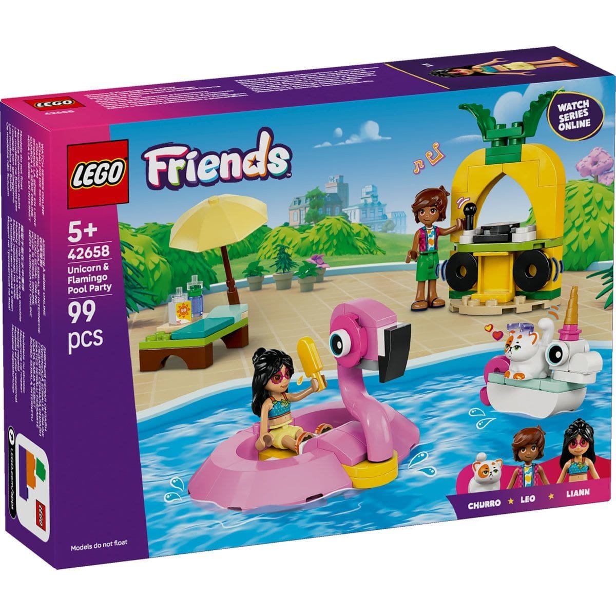 1 LEGO FRIENDS PETRECERE LA PISCINA CU UNICORNUL SI FLAMINGO 42658 - imagine 1