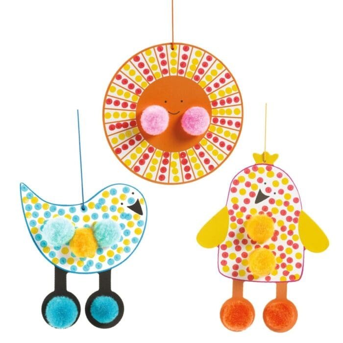 Set creativ de colorat cu pompoane si buline, Djeco - imagine 3
