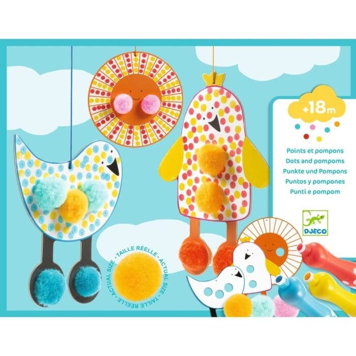 Set creativ de colorat cu pompoane si buline, Djeco - imagine 4